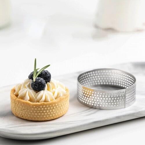 Stainless Steel Mini Mousse Cake Ring Perforated Mold DIY Egg Tart Ring Dessert Cookies Baking Mould Pastry Baking Tools