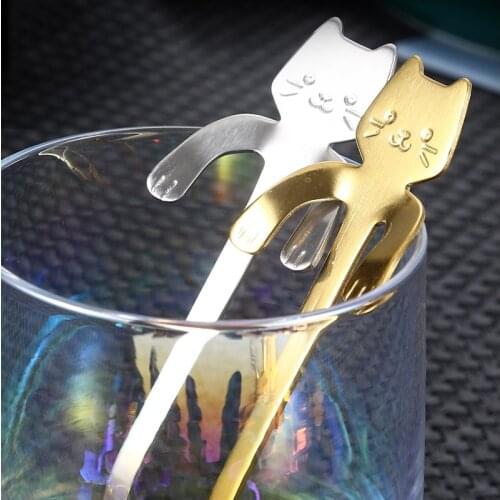 11.8cm Cat Tea Spoon Stainless Steel Coffee Ice Cream Spoon Tableware Tea Accessories Dessert Tools Dinnerware