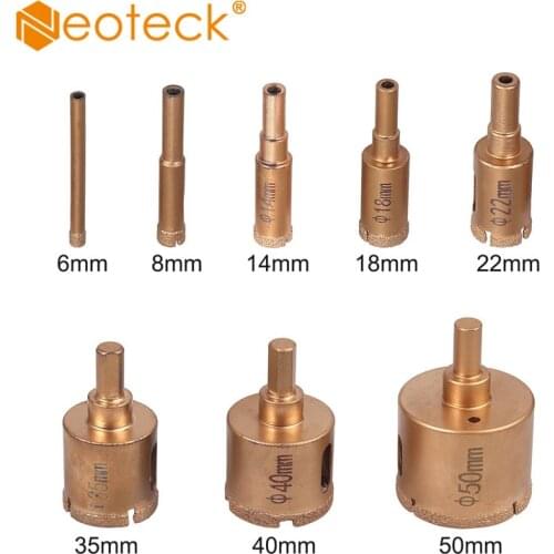Neoteck 8 Pcs Diamond Coated Hss Drill Bit Set 6-50mm Brazed Hole Saw Porcelain Glass Ceramic Tile Granite Drilling Bit Set