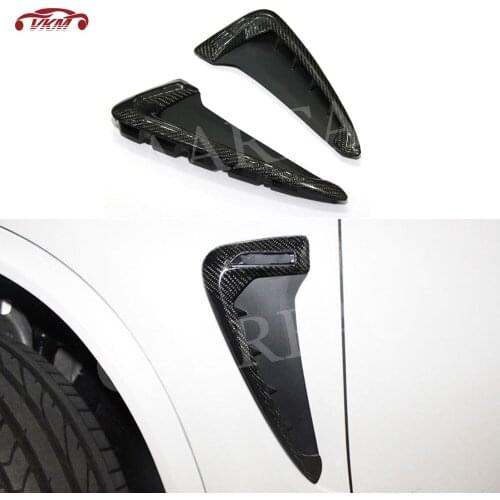 For X5 Carbon Fiber Front Fender Air Vent Cover Trims For BMW X Series X5M F85 X5 F15 Spoiler 2014-2018 Side Fins Shark Winglet