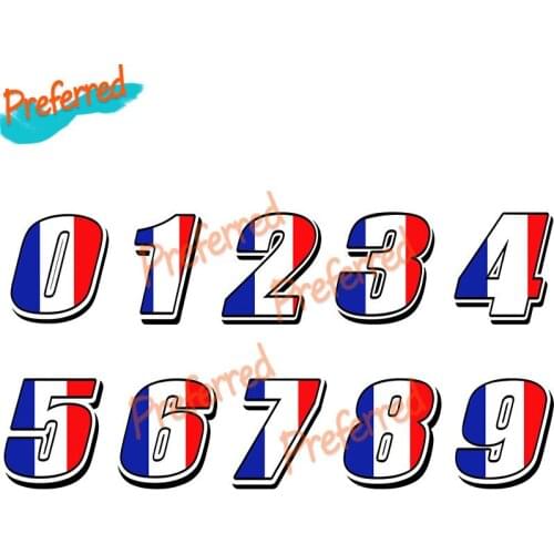 Personality Decals Exterior Accessories Coolest Creative Stickers for Car Racing Numbers France Flag Stickers Helmet Decal
