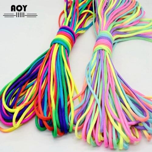 4MM Rainbow Nylon Cord Paracord 7 Strand Camping Wrap Rope for Outdoor Camping Tent DIY Craft Hand-woven Bracelet Lanyard Cords