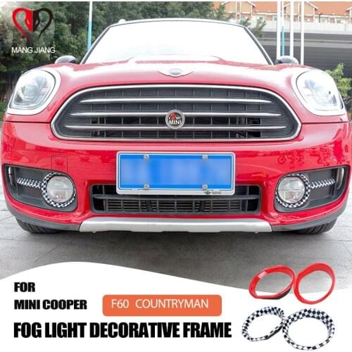 New Car-styling Fog Light Outdoor Decoration Cover Sticker Round Checker For MINI COOPER F60 F 60 Countryman Accessories ABS