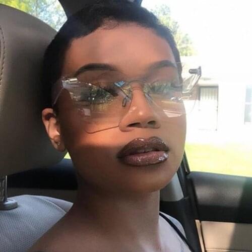 Oversize Square Goggles Women Fashion Retro Gradient Sun Glasses Men Rimless One-Piece Sunglasses Vintage Eyewear UV400