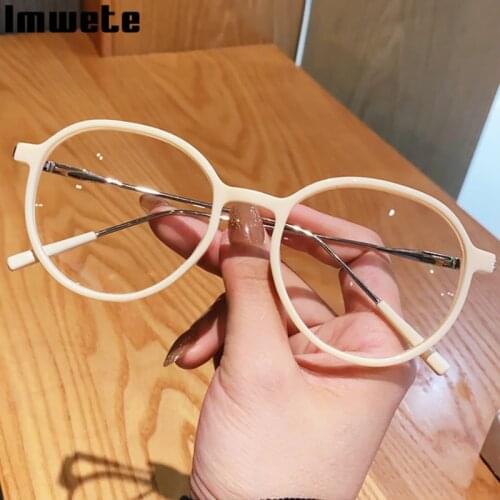 Imwete Retro Glasses Frame for Women Anti-Blue Light Computer Eyewear for Men Vintage Round Prescription Optical Eyeglasses