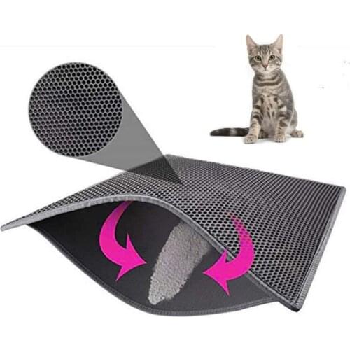 Pet Cat Litter Mat Waterproof EVA Double Layer Cat Litter Trapping Pet Litter Box Mat Clean Pad Products For Cats Accessories