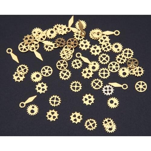 60Pcs Mixed Steampunk Cogs Gears Clock Hand Charm UV Frame Resin Jewelry Filling 62KE