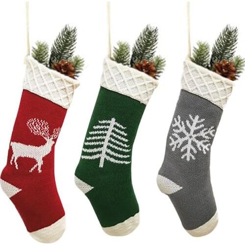 Christmas Stockings Elk Socks Xmas Gift Bag Christmas Apple Candy Bag For Fireplace Christmas Tree Decorations Festival Decor