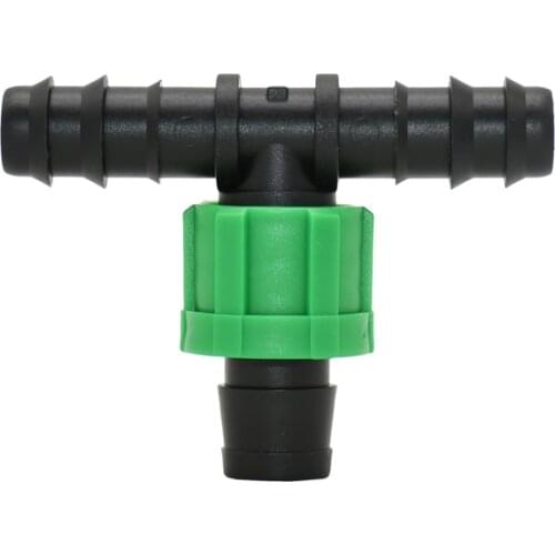 Garden hose 1/2 to 16mm drip tape tee connector lock nut water splitter Greenhouse drip irrigation 2 pcs