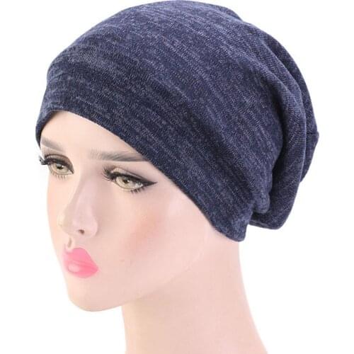 Unisex Faux Cashmere Satin Lined Baggy Sleeping Cap Beanie Bonnet Chemo Hat for Summer