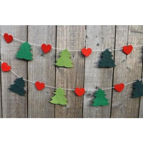 Pine Tree and heart Christmas nursery felt Garlands baby shower buntings RUSTIC wedding birthday Church decor baptism banners
