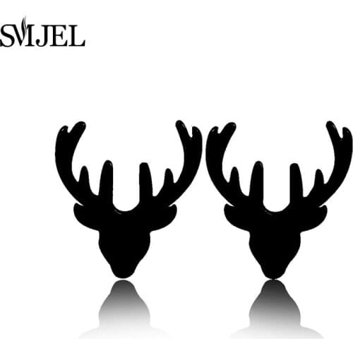 SMJEL New Arrival Fashion Deer Earrings for Women Men Stainless Steel Deer Horn Stud Ear Earrring boucle d'oreille Party Gifts