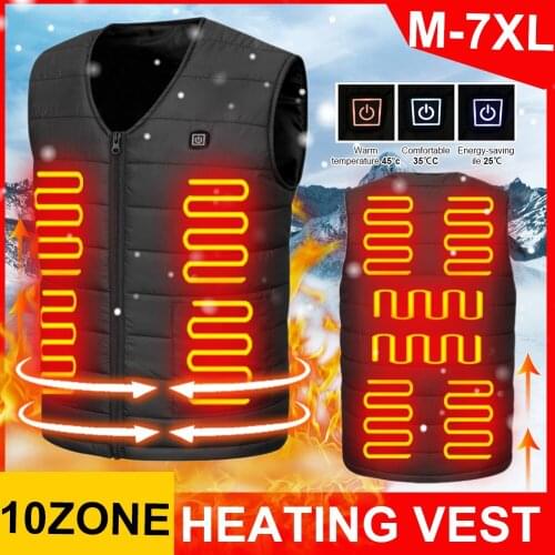 10 Heated Vest Smart Electric Heating Vest Sleeveless Jacket USB Rechargeable Unisex Outdoor Flexible Thermal Winter Warm Jacket