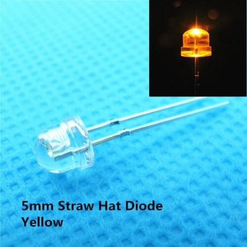 1000pcs/lot 5mm Straw Hat yellow led Lamp Light Bulb 5MM Emitting Diodes