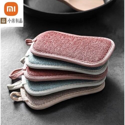 2pcs xiaomi youpin dish cloth decontamination cleaning brush kitchen double-sided magic dish cloth