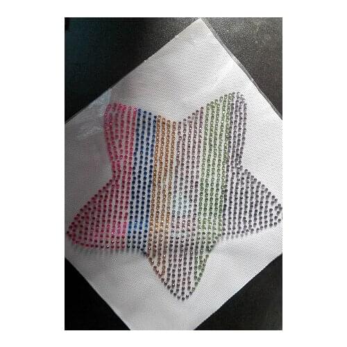 2pc/lot Star rainbow designs iron on transfer hot fix rhinestone rhinestone iron on transfers designs Applique for shirt