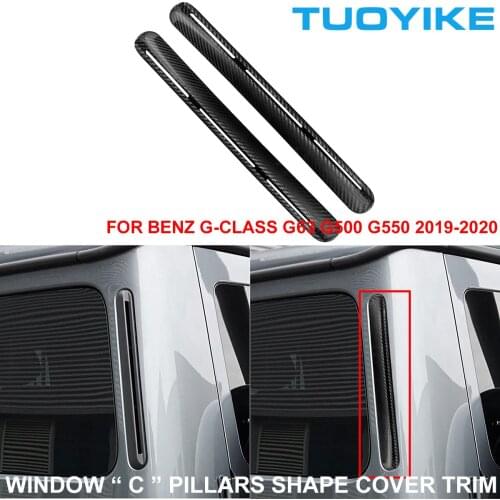 2PCS Real Carbon Fiber Window C Pillars Shape Cover Trim Sticker For Mercedes BENZ Brabus G-Class W464 G63 G500 G550 2019-2020