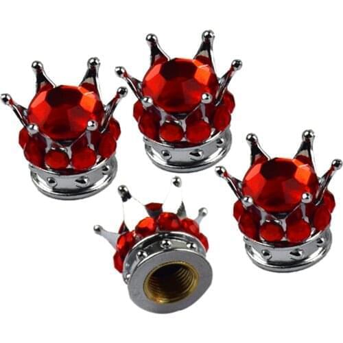 4x Silver Red Bling Diamond Tire/Wheel Stem Valve Caps Car Truck