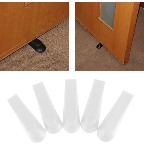5pcs/set Security Door Stops Reusable Small Large Gap Doors Jam Wedges White