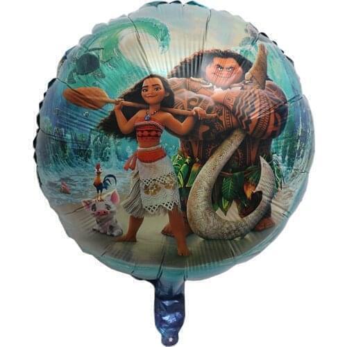 50Pcs 18inch Round Moana Balloons Cute Princess Aluminum Foil Balloons Birthday Party Decorations Air Globos Supplies Kids Toys