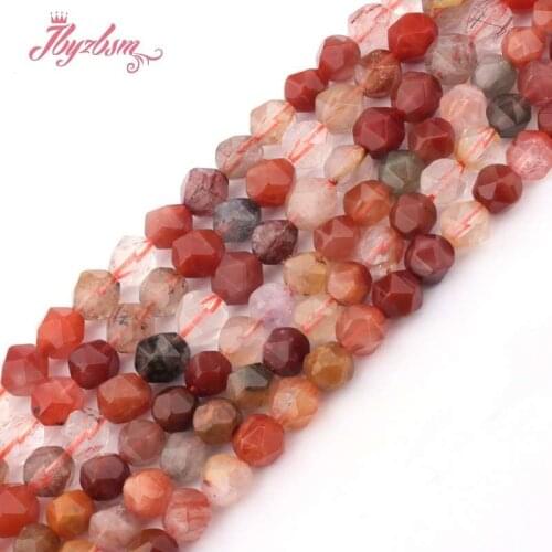 6,8mm Faceted Natural Rutilated Multicolor Loose Beads Natural Stone Beads For DIY Necklace Bracelats Jewelry Making Strand 15"