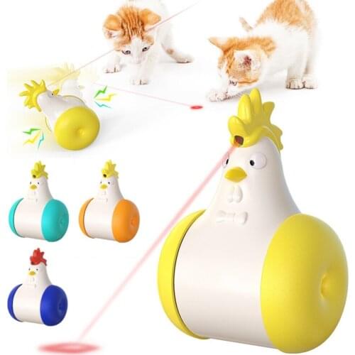 Chick Style Automatic Infrared Teasing Toy Multifunctional Cat Laser Teaser Tumbler Squeak Toy Kitten Interactive Pets Toys