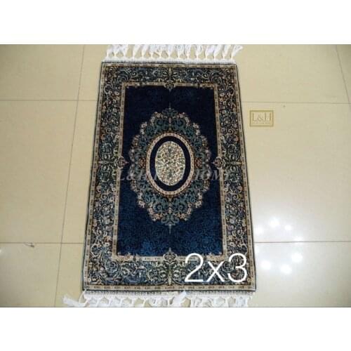 Free shipping 2'X3' 230 Line Handmade Silk Oriental Persian Rug hand Knotted silk carpet for home decoration