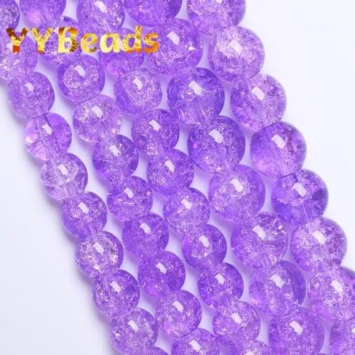 Natural Purple Cracked Crystal Stone Beads Round Loose Charm Spacer Beads For Jewelry Making DIY Bracelets Accessories 8 10 12mm