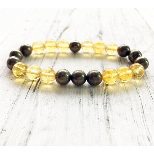 3 Beads Design Yellow Quartz And Pyrite Bracelet Fashion Bracelets Round Beads Best Gift For Men Wrist Yoga Mala Bracelets