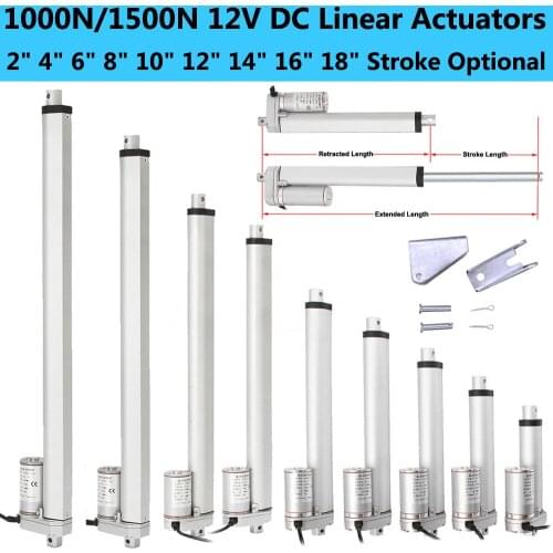 50 100 200 300 400 450mm Stroke 12V DC 1000N/1500N Electric Linear Actuator W/ Brackets RV Auto Door Opener Bed Lift Table Tools