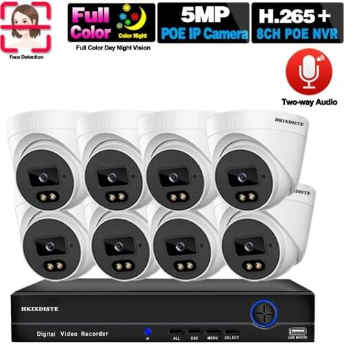 H.265 8ch NVR Kit POE Video Surveillance Camera CCTV Security Camera System for Home 5MP HD Color Night Vision Ip CCTV System
