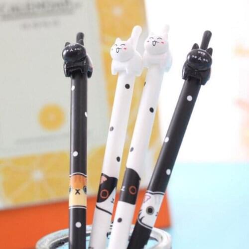 1pc Cute Cat Gel Pen Cartoon Kawaii Black Signature Pen Bullet Journal Accessories Office For School Supplies Korea Stationery