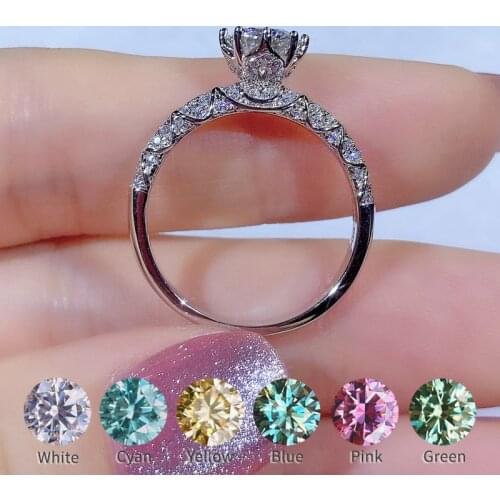 Real 100% moissanite ring size 6.5mm 1CT Retro design style not Resizable adjustable 925 Silver lab Diamonds wedding Ring