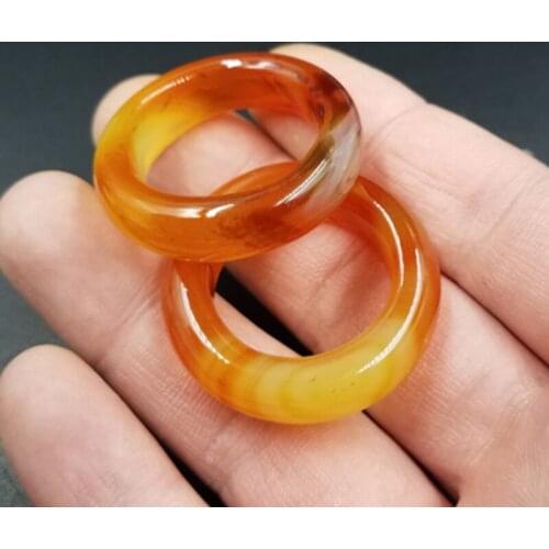 Natural brown agate ring for men lovers with texture handmade brand jadeite jade rings jade jewelry natural stone jade 1 pair