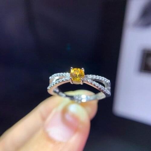 Hot Sale Luxury Silver Ring High Quality 100% Natural Citrine Ring Real 925 Solid Sterling Silver Jewelry for Lady Wedding Ring