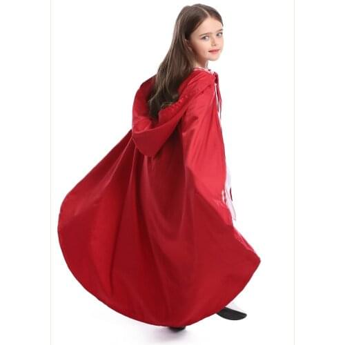 Red Children Anime Cosplay Cape Hooded Robe Cloak Clothing for Kids Girls Carnival Halloween Party Costume Christmas
