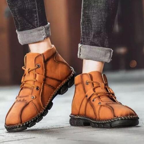 Nice Autumn Men Shoes Handmade High Top Winter Sneakers Outdoor Casual Men Shoes Lace Up Hiking Shoes Male Ankle Boots Size 48