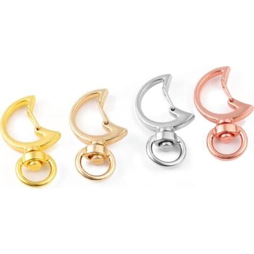 100pcs Cute Moon Shape Hollow Key Chain Key Ring keychain Lobster Clasp Jewelry Findings gift DIY Jewelry Accessories