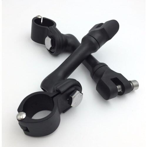 Motorcycle Black Long Angled Adjustable Highway Peg Mounting Kit For any Bike with 1-1/2 inch (1.5") Front Engine Guard