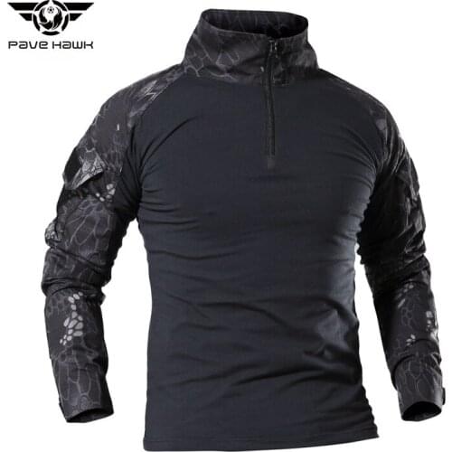 Mens Tactical Top Camouflage Long Sleeve Military Training Army Outdoor Wear Long Sleeve 5 Colors Cool Stand Collar Zipper