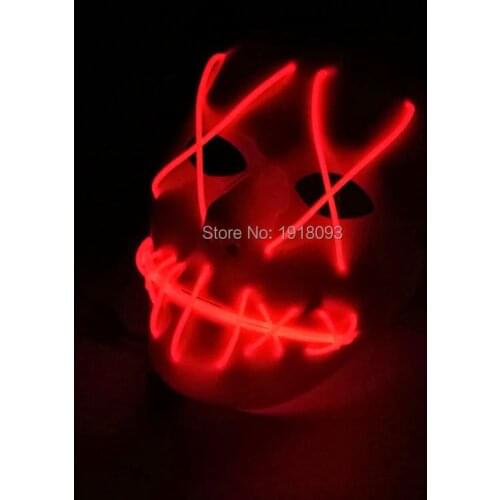 New Design 10 COLOR EL lighting LED Strip mask By Battery Light-up for Halloween and Christmas EL wire Mask By DC-3V EL Driver