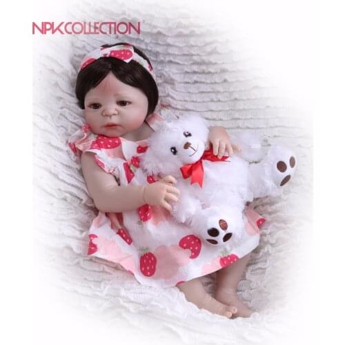 NPK Real 57CM Full Body Silicone Girl Reborn Babies Doll Bath Toys Princess Babies Doll Wig Hair Birthday Gift Kids Brinquedos