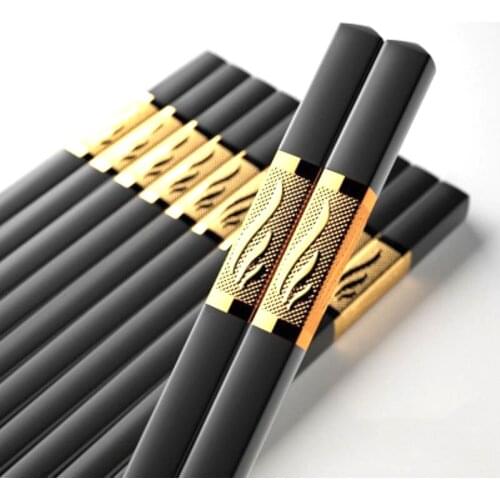 Non-slip Food Chopstick 10 Pairs Of Non-slip High Temperature Resistant Chopsticks Alloy Chopsticks S Sushi Can Be Reused