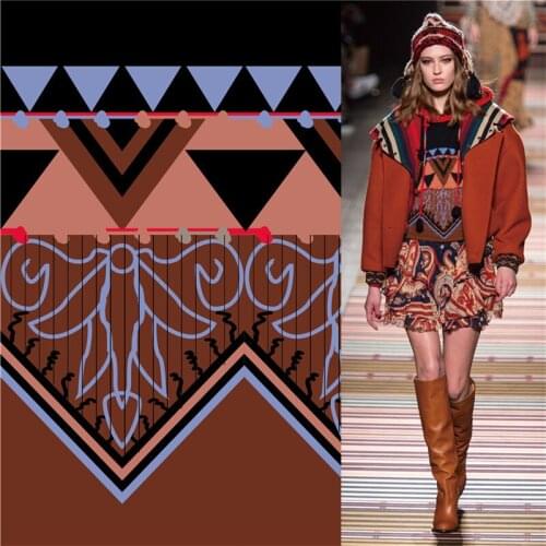 Polyester satin fabric dress triangle pattern custom printed color animation cloth DIY sewing handmade patchwork 007