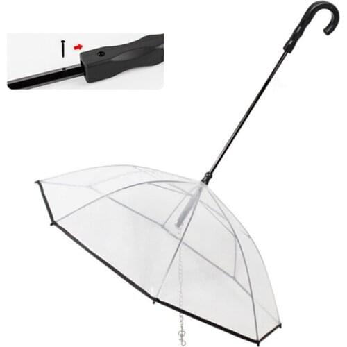Transparent Pet Umbrella Leash Rain Proof Snowproof Dog Umbrella Leash for Small Dogs Adjustable Doggy Umbrella Walking Umbrella