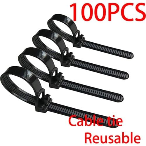 Releasable Nylon Fasteners Can Loosen Slipknot Tie Reusable Plastic Packaging Zip Tie wrap Strap 8 * 150/200/250/300
