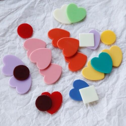 Earrings Celebrity Style Heart Ear Stud DIY Hand Made Accessory Material INS-Style Acrylic Color Patch