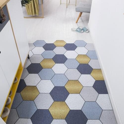 Hexagon Plaid Door Mat Carpet Geometric Pattern Anti-slip Waterproof DIY Cuttable Mats Carpet Living Room Bedroom Home Door Mat