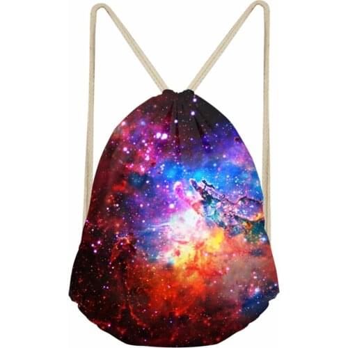 Galaxy Star Print Drawstring Bag Storage Polyester School Backpack Women New Men Travel Bag Leisure Mochila Feminina