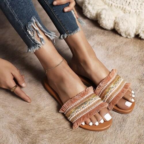 New Summer Plus-size Ethnic Style Roman Flat Over The Slipper 472